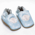 Sapatos de couro macio para bebê concha