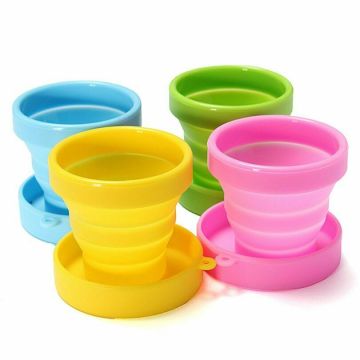Portable Folding Silicone Cups & Saucers for Travel and Camping - Classic Design, Usually Ships Within 7 Days