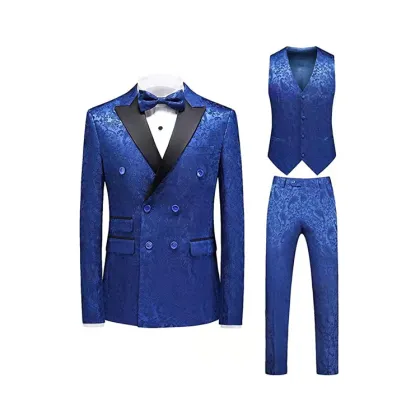 Wholesale Custom Made Blue Best Brands Wedding Men's Suits 3 Pieces men's suits & blazer