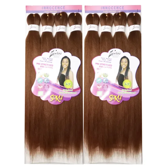 X-TRESS Easy Braiding Synthetic Ombre Pre Stretched Crochet EZ Braid Hair Extensions Soft Yaki Straight hair braids