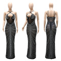 women's polyester net hot diamond evening dress