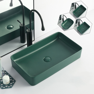 Moderne luxuriöse rechteckige Keramik Matt Green Art Wash Basin