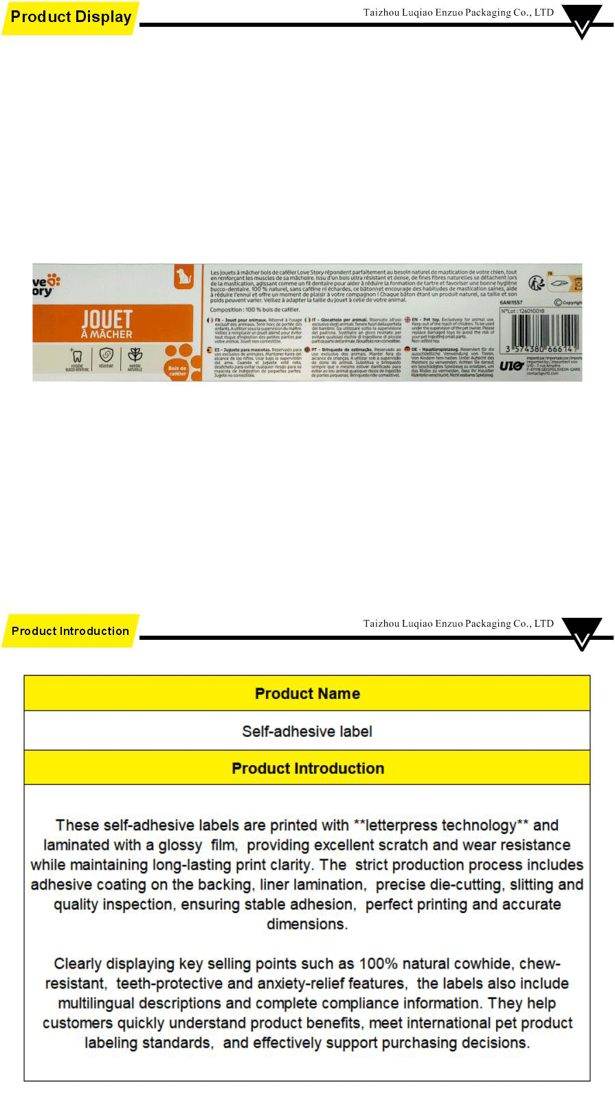 Adhesive label for commercial use
