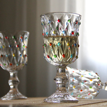 Hand-Painted Red Wine Glass for Wedding and Events