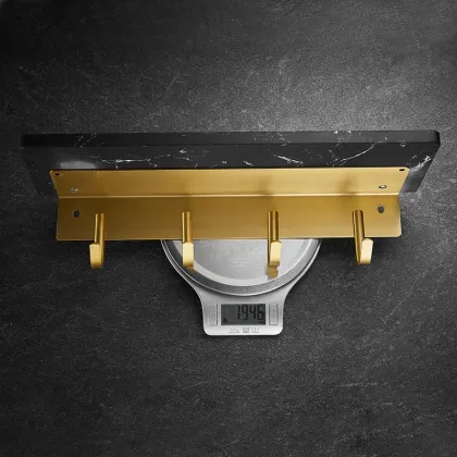 Wall-Mounted Corner Bathroom Shelves with Golden Aluminum Hook