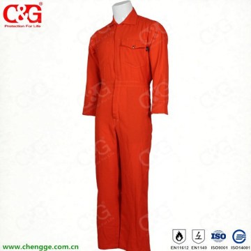 Cotton Coverall with orange color from C&G factory