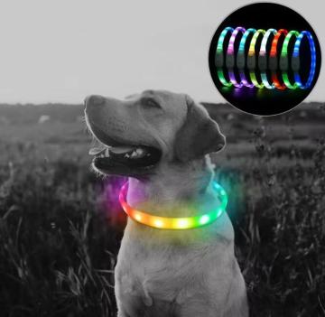 Waterproof Cuttable USB Rechargeable LED Light Up Silicone Dog Collars