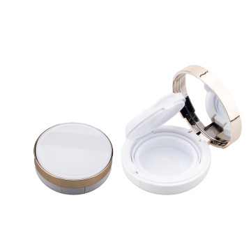 Wholesale Cosmetic Round Compact Powder Case with Mirror - White and Silver