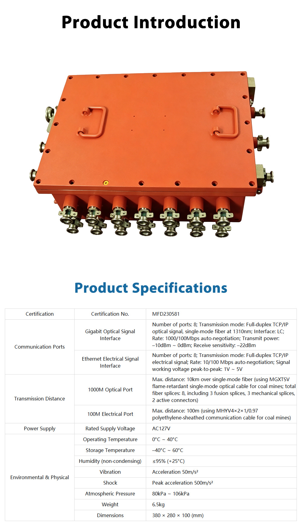 KJJ127 Mining Explosion‑Proof Products (Class I)