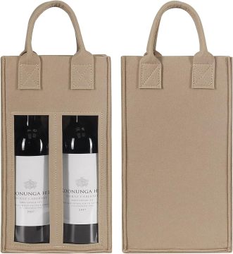 Reusable Felt Wine Tote Bag with Window and Handle for Gifts and Travel