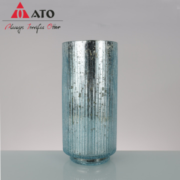 Vaso de vidro de cilindro de garrafa grande de padrão vertical grande