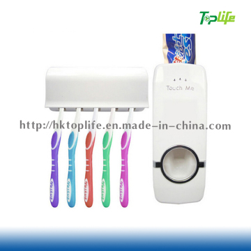 Family Automatic Toothpaste Dispenser Quick Squeezer with Toothbrush Holder