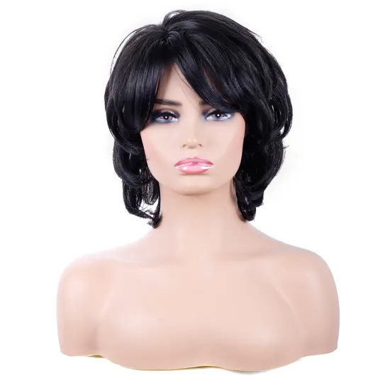 Wholesale Pixie Cut Short black Brown Synthetic Wigs For women Very Synthetic Black Natural Color Hair Wig