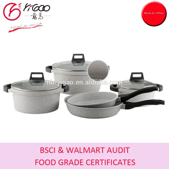 8pc Stone Finished Cast Aluminum Cookware Set with Frying pan & Pot