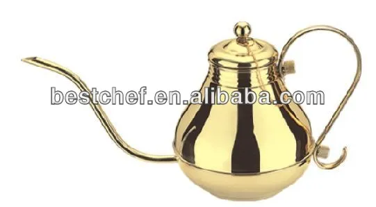 stainless steel Golden tiny mouth coffee pot with strainer