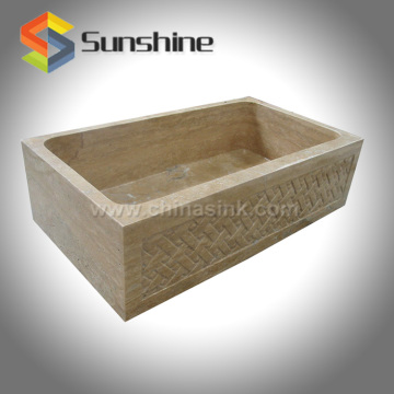 Apron Front 30 In x 18 In Beige Travertine Redential Kitchen Sink