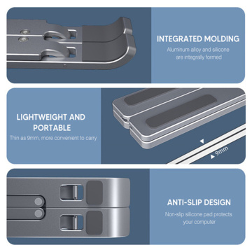 Soporte de mesa de aluminio ajustable para computadora portátil con almohadilla de enfriamiento