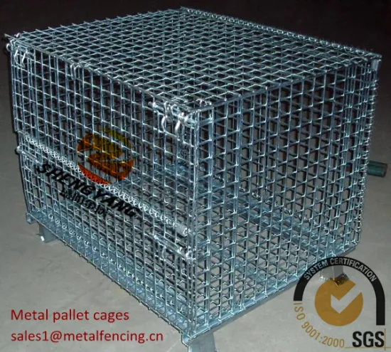 Factory workshop transport Gitterboxes large strong 4 layer stackable stillage cages recycle galvanized metal pallet cages