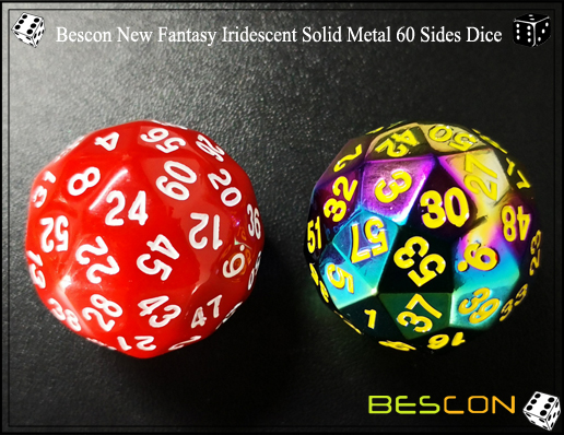 Bescon New Fantasy Iridescent Solid Metal 60 Sides Dice-7
