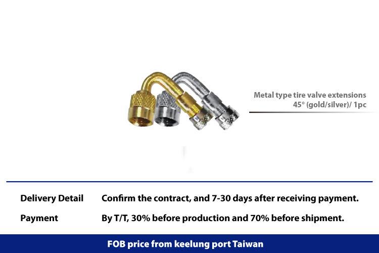 Extensões de válvula de pneus do tipo metal de 45 graus