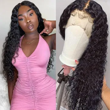 HD Lace Front Virgin Brazilian Human Hair Wigs Deep Wave Curly Transparent Lace Front Human Hair Wigs for Black Women
