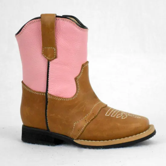 Fashion Comfortable Popualr Pink Rubber Outsole Genuine Leather Wholesale Cowboy Boots for Outdoor