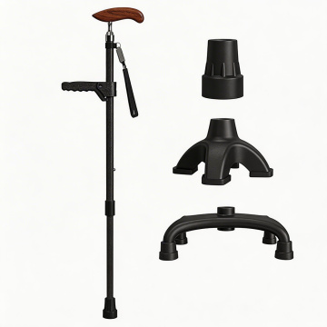 Черная складная эргономичная регулируемая трость