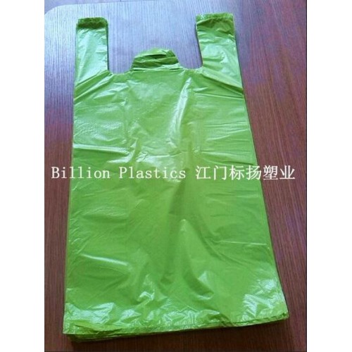 Grocery Wholesale Custom Size Food Grade White PE Plastic Vest Handles Shopping Bags