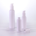 Opal white round glass bottle with white pump