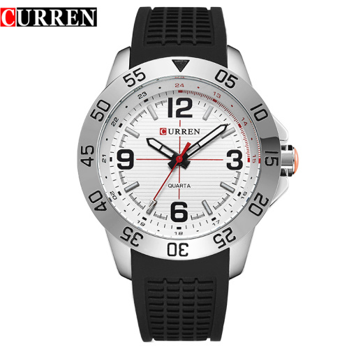 silicone belt quartz watch alloy case watch bezel outsert