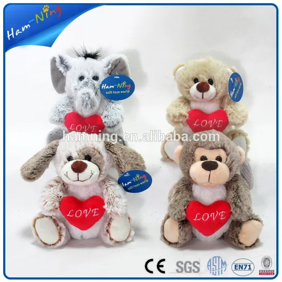 15cm soft aniaml toy with red heart gifts for Valentine's Day