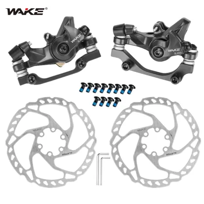 WAKE Bicycle Mechanical Brake Calipers - Aluminum Alloy Front and Rear Brakes with Pads
