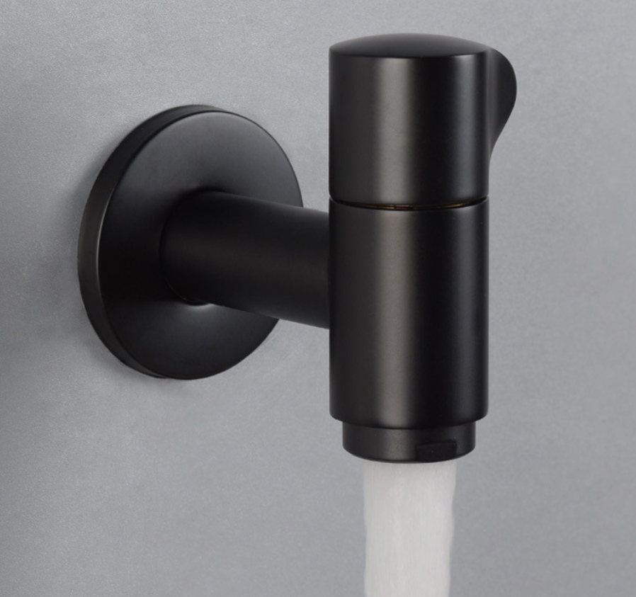 야외 정원 용 수도꼭지 탭 검게 황동 벽 마운트 욕실 코너 세탁기 수도꼭지 목욕 화장실 걸레 풀 도청