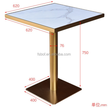 WholeSale Golden Stainless Steel Marble Dining Table for Restaurants