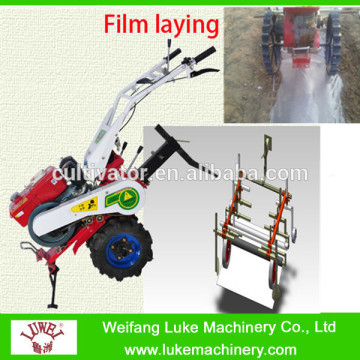 Plastic mulch film layer for power tiller cultivator