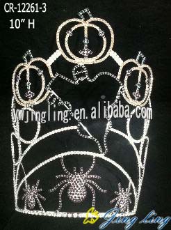 10 Inch Tall Rhinestone Pumpkin Halloween Crowns