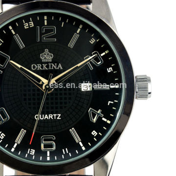 New Casual Black Dial Leather Strap Quartz Wrist Man Watch WM311