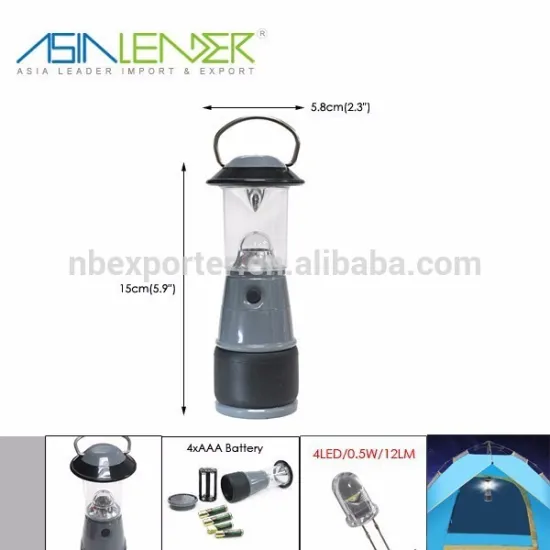 4 LED Mini Aluminum Camping Lantern with 4AA Battery