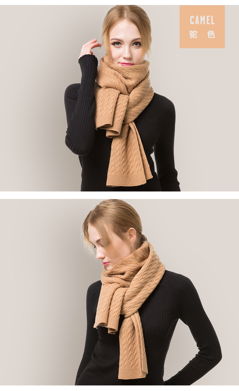 Pure cashmere knitted scarf -5