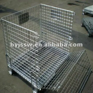 Foldable Square Metal Container With Wheels In Warehouse