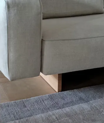 Mid-Century Modern Sofa in Neutral Grey Fabric