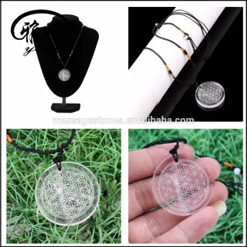 Wholesale Clear Crystal Quartz Pendants Engraved Flower of Life