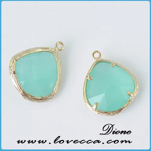 Wholesale 14*14mm Jewelry Gold Plated Brass Frame Insert multi-color gemstone pendant