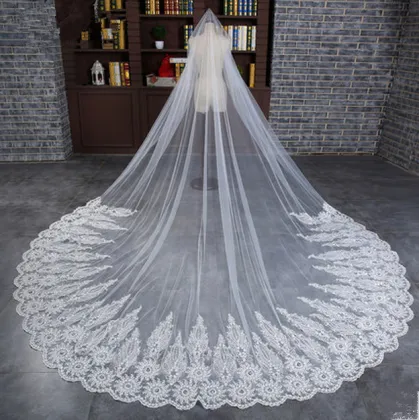 2017 Cathedral Lace Edge Wedding Bridal Veil with Comb (Dream-100097)