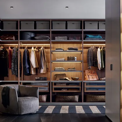 MOONTOP Modern Wooden Walk-in Closet System - Bedroom Furniture Wardrobe Closet
