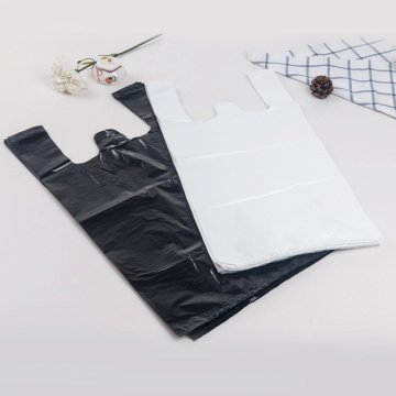 Eco-Friendly T Shirt W Cut/ U Cut Black PE Shopping Plastic Bag for Grocery