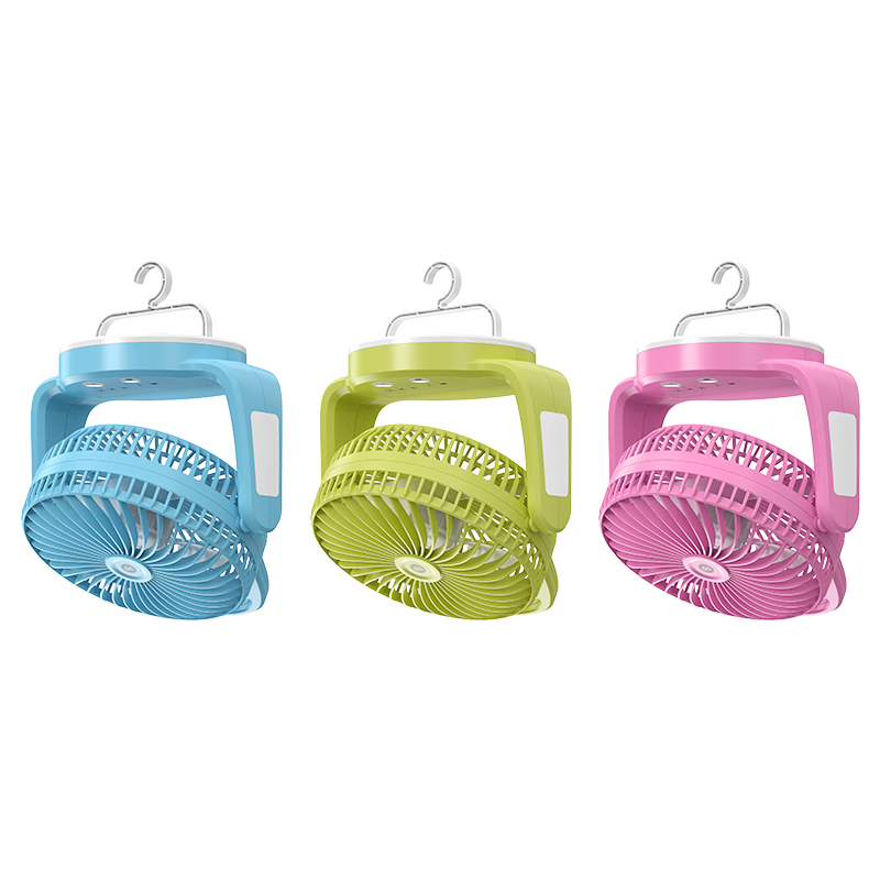 6 inch Rechargeable Desktop Fan with Light and Hook