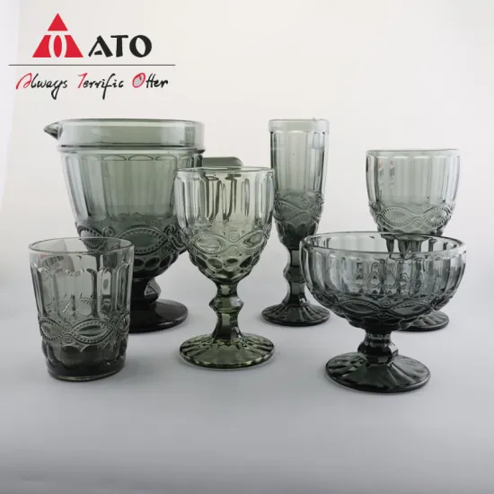ATO Gray color Dinnerware Goblet Wine Glass Set
