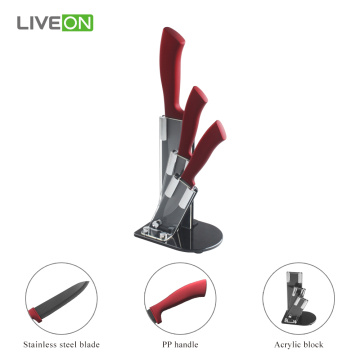 3pcs Black Ceramic Knife Set With Acrylic Stand