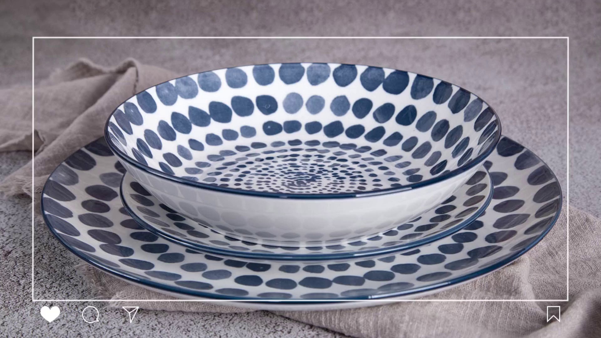 Best Selling High Quality Wholesale Durable Sustainable Customized Natural Plant Indigo Printing China Ceramic Dinnerware Porcelain Tableware Dinner Set